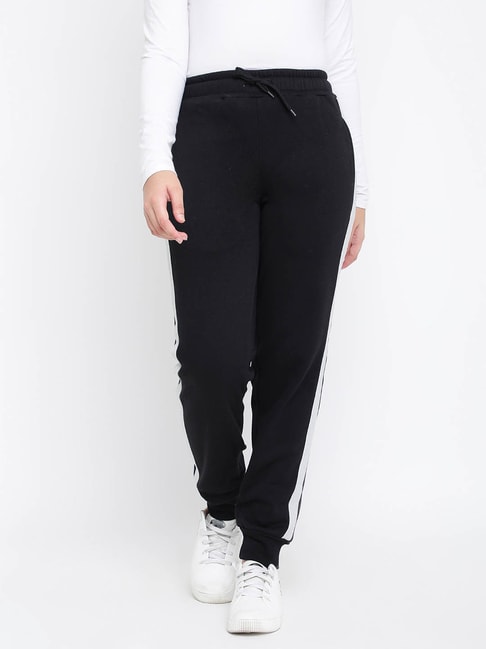 Buy Lil Tomatoes Kids Black Solid Joggers for Girls Clothing