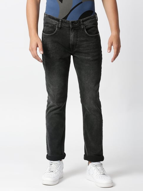 Pepe Jeans Charcoal Regular Fit Lightly Washed Jeans