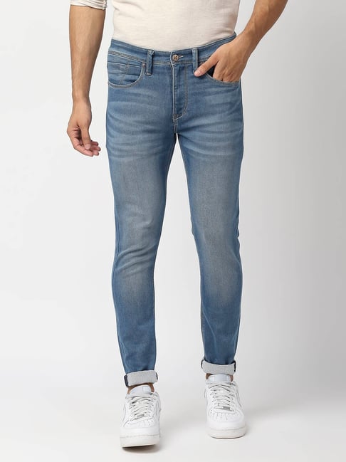 Buy Pepe Jeans Light Blue Tapered Fit Lightly Washed Jeans for