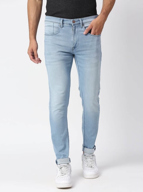 Buy Pepe Jeans Light Blue Skinny Fit Lightly Washed Jeans for