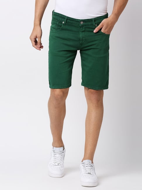 Dark green denim on sale shorts