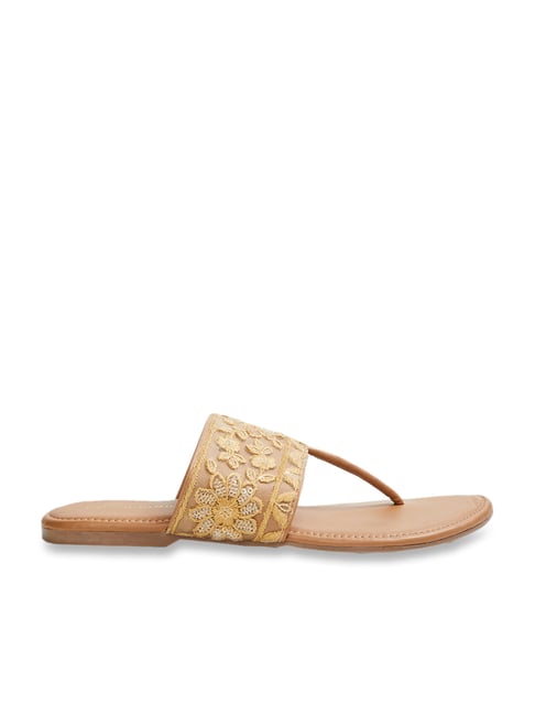 Melange by Lifestyle Women's Brown T-Strap Sandals