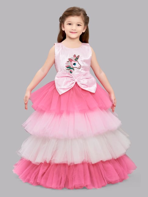 Layered baby pink cocktail gown – Ricco India