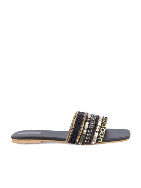 Glam Story Women's Black Ethnic Sandals Price in India