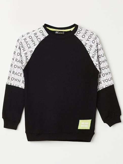 Fame Forever by Lifestyle Kids Black & White Cotton Printed Full Sleeves Sweatshirt