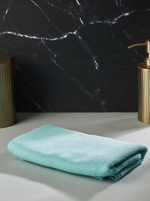 Fabindia Home Daimond Textured Aqua Cotton Large Towel-image-29