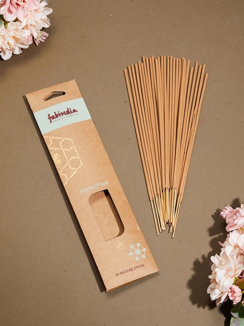 Fabindia Home Eucalyptus Solid Brown Bamboo Incense Stick - Set of 30