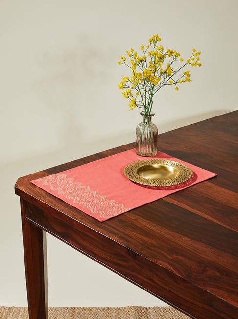 Fabindia Home Dhaatu Woven Coral 112 TC Cotton Placemats - Set of 6-image-39