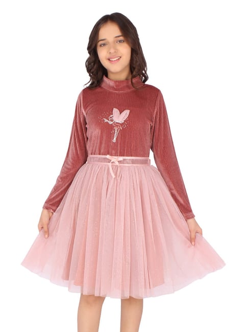 Buy Pink Chick Kids Red & White Solid Full Sleeves Gown for Girls Clothing  Online @ Tata CLiQ