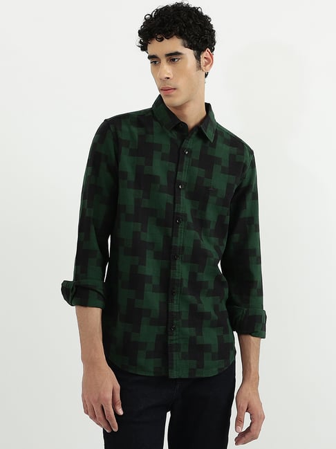 United Colors of Benetton Multi Cotton Slim Fit Checks Shirt