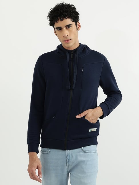 United Colors of Benetton Blue Regular Fit Hooded Sweatshirt