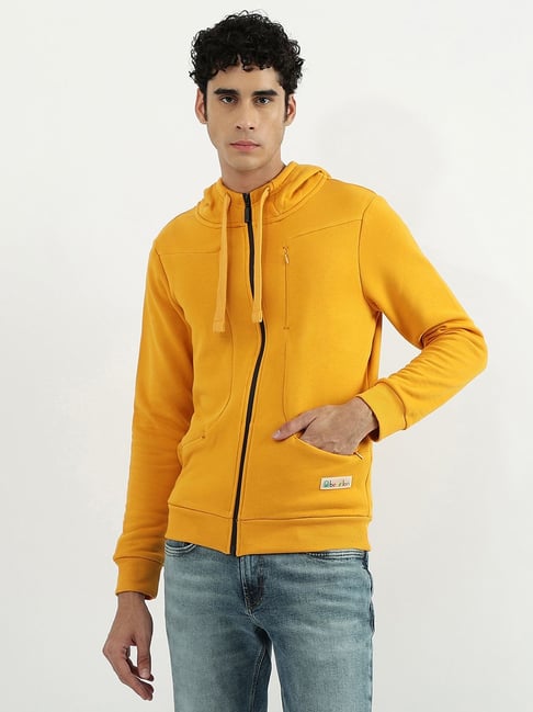 United Colors of Benetton Yellow Regular Fit Hooded Sweatshirt