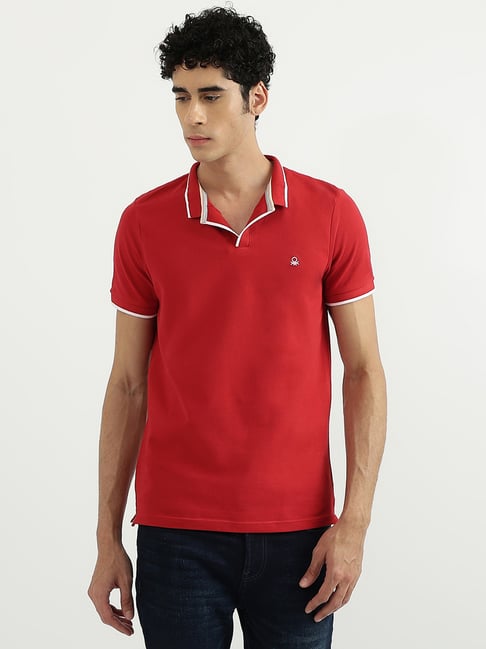 United Colors of Benetton Red Regular Fit Polo T-Shirt