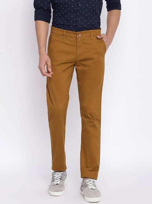 Buy Cantabil Beige Regular Fit Printed Flat Front Trousers for Men's Online  @ Tata CLiQ