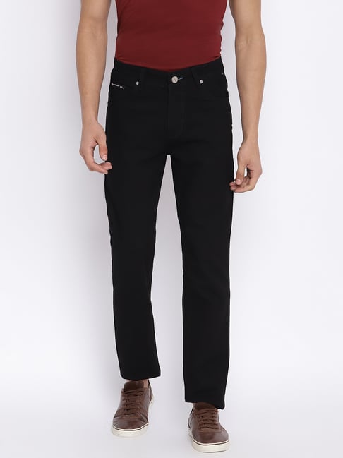 Buy Cantabil Black Regular Fit Lightly Washed Jeans for Men's