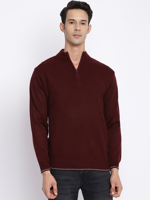 Cantabil Wine Regular Fit Self Design Sweater