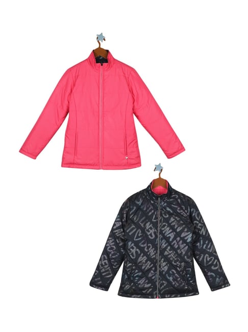 Monte Carlo Kids Black & Pink Printed Full Sleeves Reversible Jacket-picture-22