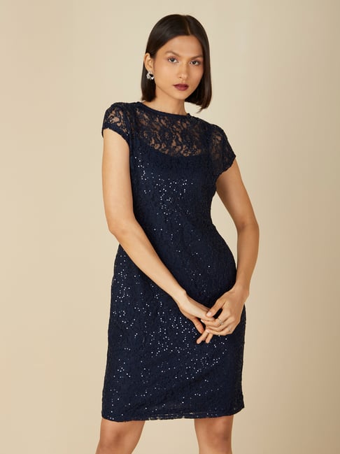 Wardrobe by Westside Navy Sequinned Dress Price in India