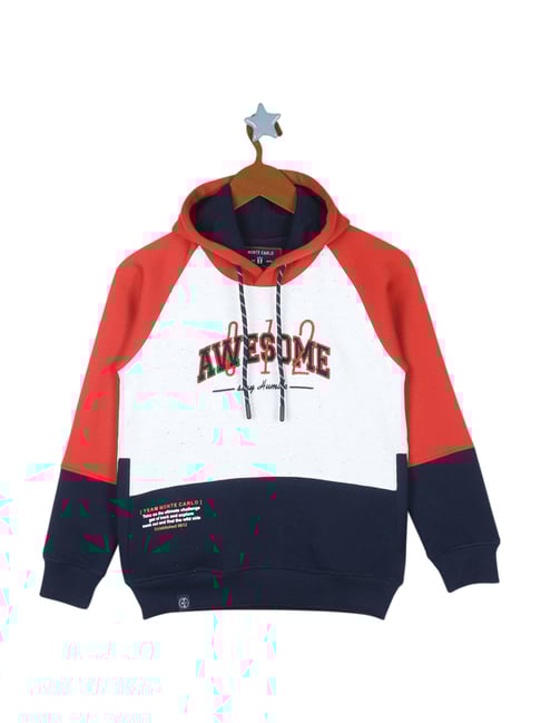 Monte Carlo Kids Red White Printed Full Sleeves Sweatshirt