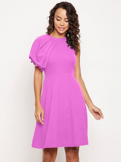 Buy Uptownie Lite Purple Regular Fit Skater Dress for Women Online