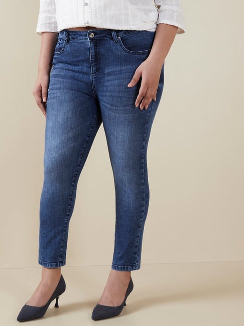 Gia Curves by Westside Dark Blue Faded Wash Jeans