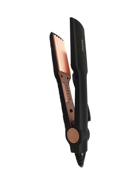 Kemei KM-472 Professional Temperature Control Flat Iron Hair Straightener (Black & Brown)