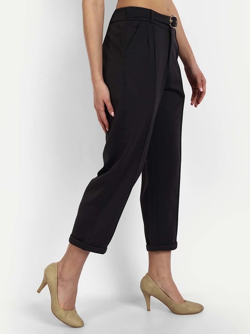Buy Tokyo Talkies Black Pleated Ankle Length Trouser for Women Online at  Rs386  Ketch