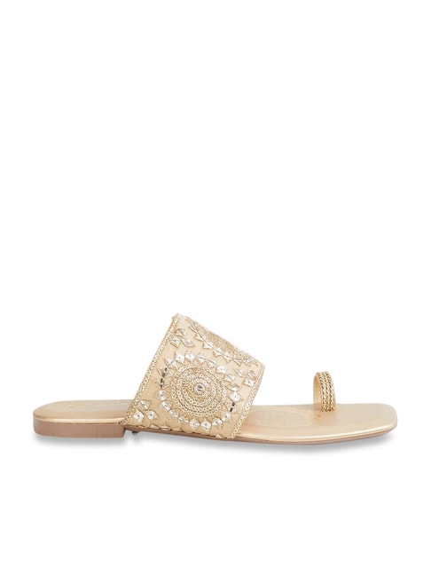 Melange by Lifestyle Women's Gold Toe Ring Sandals Price in India