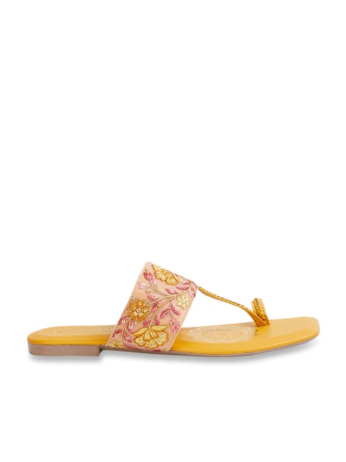 Melange by Lifestyle Women's Mustard Toe Ring Sandals Price in India