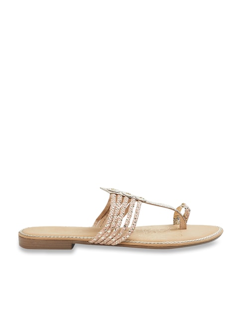 Melange by Lifestyle Women's Pink & Gold Toe Ring Sandals Price in India