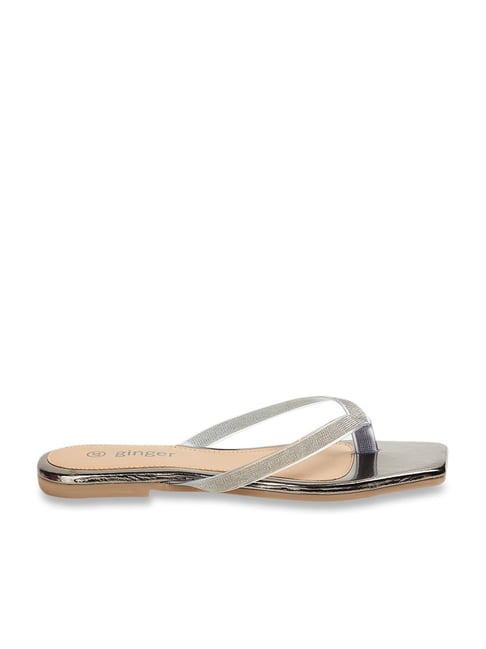 Ginger by Lifestyle Women's Grey Thong Sandals