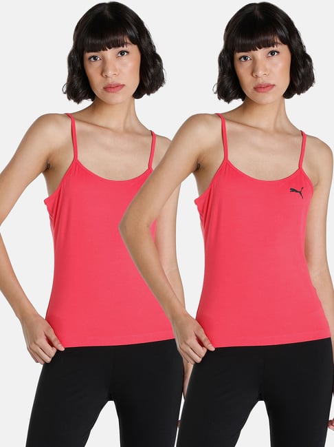 Puma Pink Cotton Camisole (Pack Of 2)