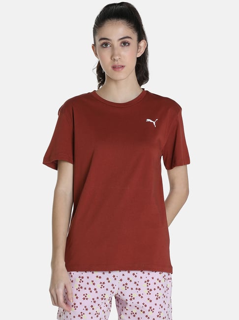 Puma Maroon & Pink Cotton Logo Print T-Shirt With Shorts-picture-36