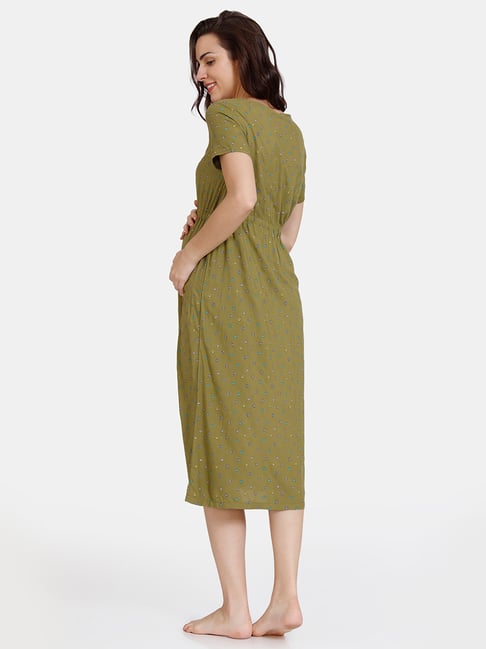 Zivame Green Maternity Night Dress