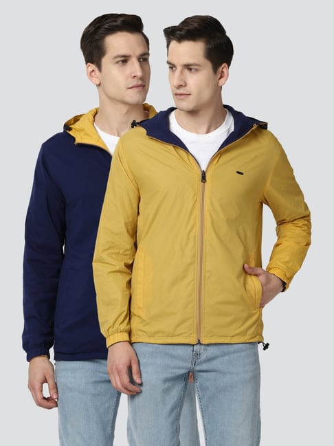 Peter England Casuals Yellow & Blue Regular Fit Reversible Jackets-picture-17