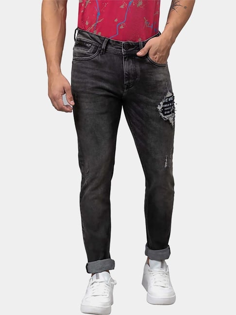 Dark Grey Mens Grey Ripped Jeans Slim Fit Buy Being Human Grey - Main Image