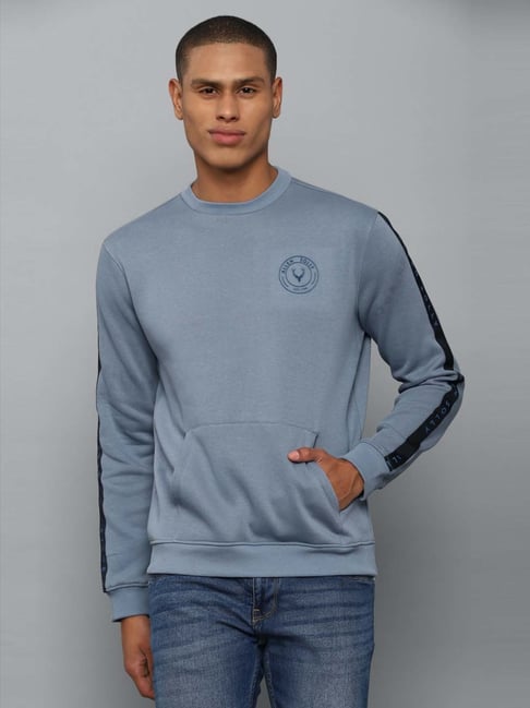 Buy Allen Solly Blue Cotton Regular Fit Printed Sweatshirts for