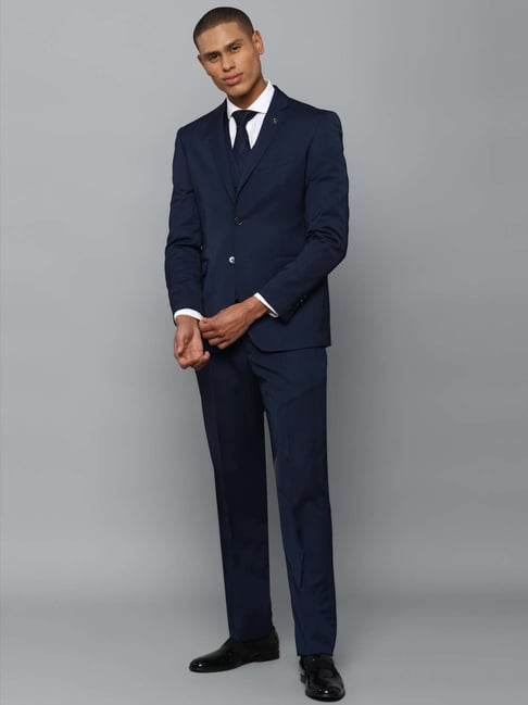 Buy Allen Solly Navy Blue Slim Fit Self Pattern Three Piece Suits for Mens Online Tata CLiQ