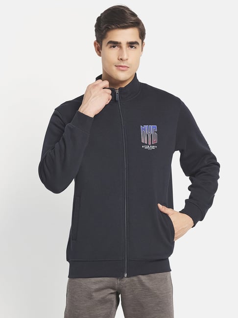 Octave Navy High Neck Regular Fit Sweatshirt-picture-30