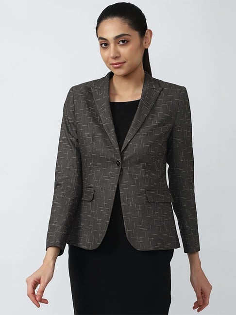 Grey cotton outlet blazer womens