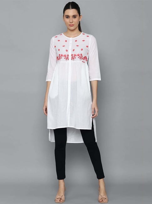 Allen Solly White Embroidered Tunic