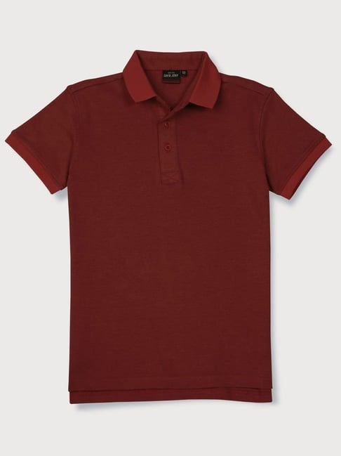 Gini & Jony Kids Maroon Cotton Regular Fit Polo T-Shirt