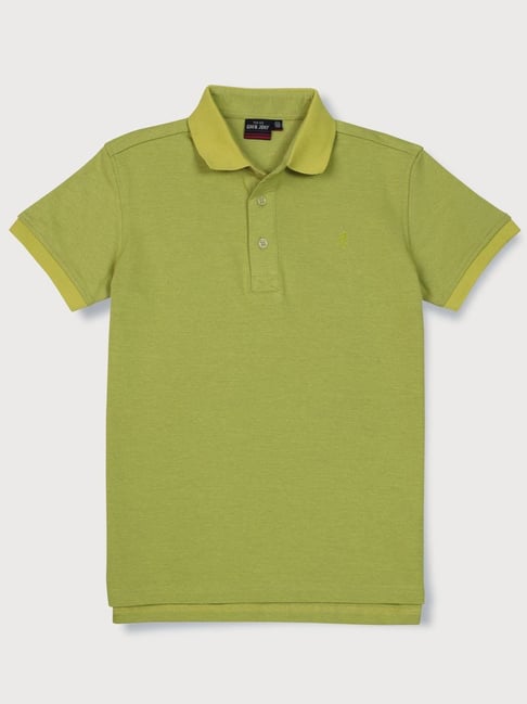 Gini & Jony Kids Green Cotton Regular Fit Polo T-Shirt