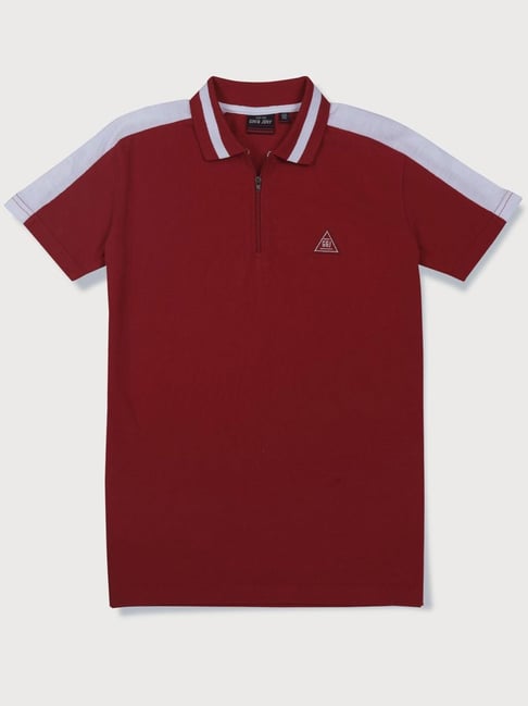 Gini & Jony Kids Red & White Color Block Polo T-Shirt