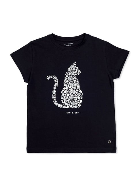 Gini & Jony Kids Black Cotton Printed Top