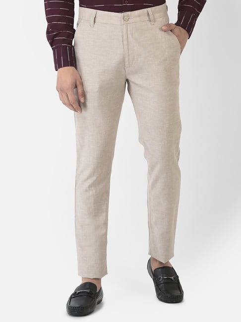 Buy CRIMSOUNE CLUB Solid Cotton Blend Regular Fit Men's Trousers | Shoppers  Stop
