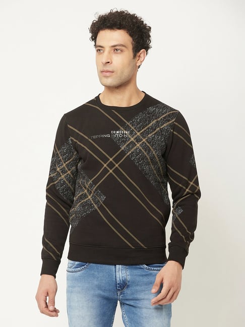 Buy Crimsoune Club Black Regular Fit Printed Sweatshirt for Men's