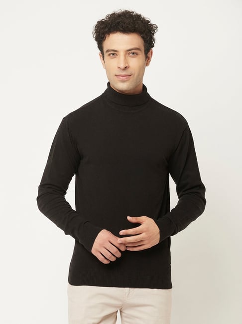 Crimsoune Club Black Regular Fit High Neck Sweater