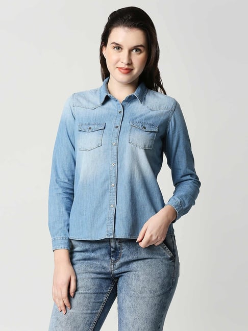 Ladies Short Sleeve Value Denim Shirt | Product | Port & Company - Port &  Company