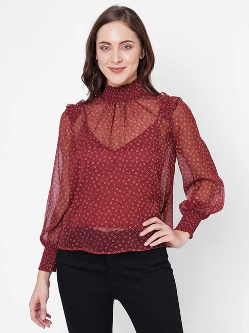 Tops & Tunics | Maroon Top By Denim Jeans And Casuals | Freeup